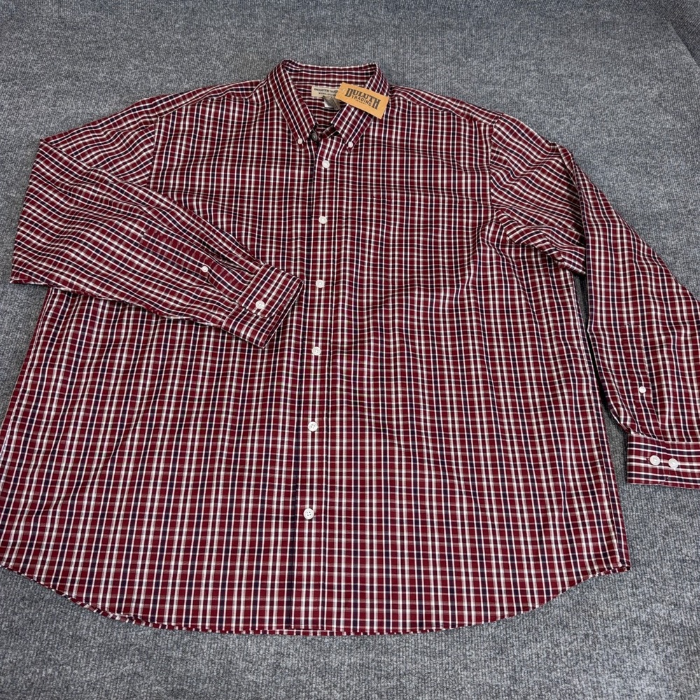 Duluth Trading Co Shirt Men 3XL Red Plaid Long Sleeve Button Up Pocket NEW - Picture 2 of 8